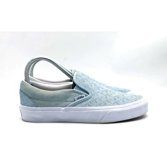 Vans Shoes Women Size 7 Off the Wall Blue Waffle Texture Suede Slip-On Sneakers - Picture 1 of 7